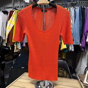 Rag and Bone Red Orange scoop neck knit tee Size M